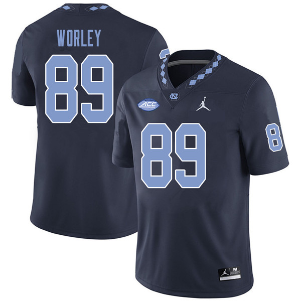 Jordan Brand Men #89 Jared Worley North Carolina Tar Heels College Football Jerseys Sale-Navy